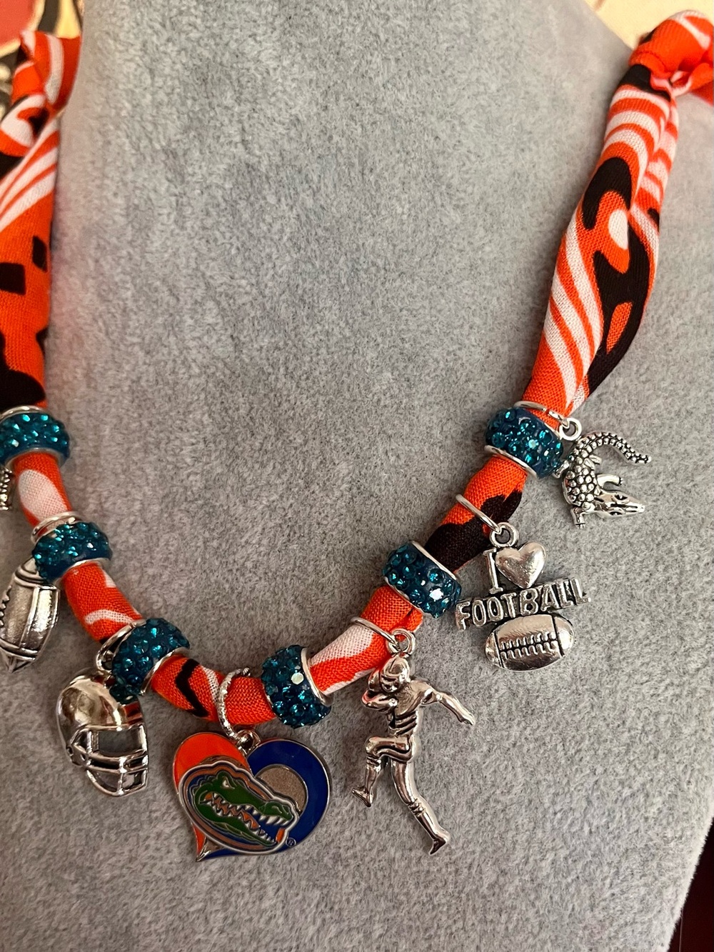 University of Florida Gators Bandana Charm Necklace, 29”, Lobster Clasp - Picture 4 of 7